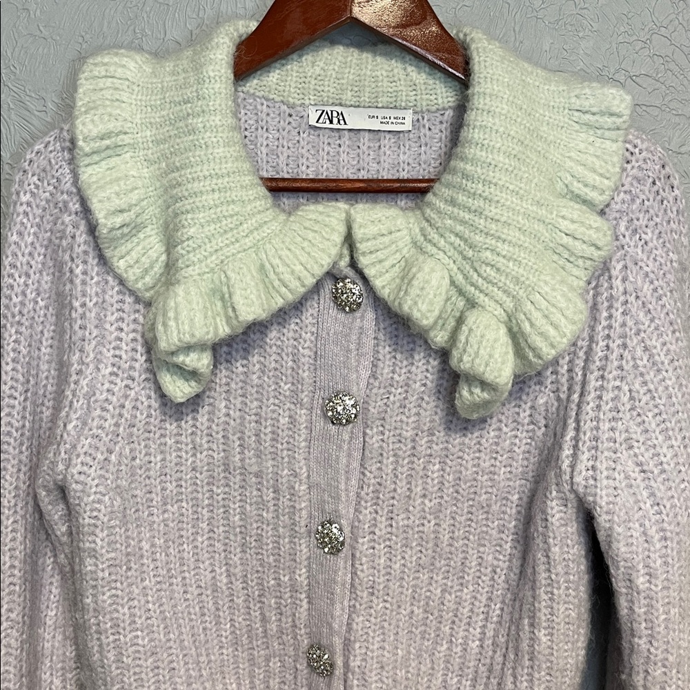 Zara Light Purple Ruffled Cardigan Bloggers Favorite - Picture 5 of 8